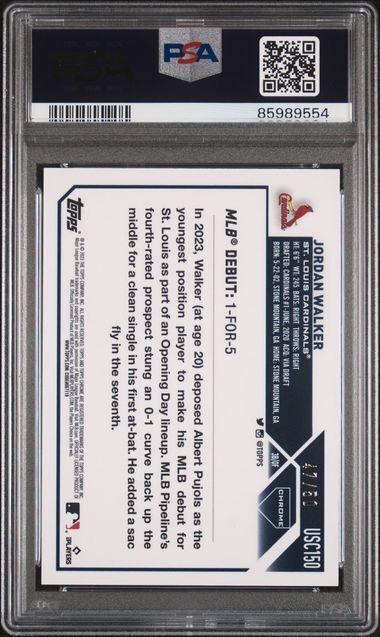 JORDAN WALKER 2023 TOPPS CHROME UPDATE GOLD MINI DIAMOND REFRACTOR RC /50 PSA 9