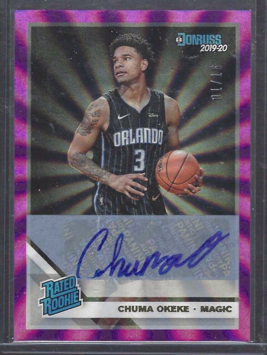 CHUMA OKEKE 2019-20 DONRUSS PURPLE LASER PRESS PROOF AUTO RC #D 01/15