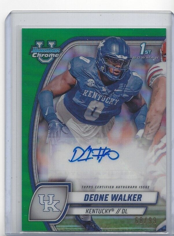 DEONE WALKER 2024 BOWMAN CHROME UNIVERSITY 1ST KENTUCKY GREEN REFRACTOR AUTO /99