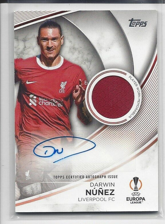 DARWIN NUNEZ 2023-24 TOPPS CLUB COMPETITIONS LIVERPOOL WORN PATCH AUTO #D 78/99