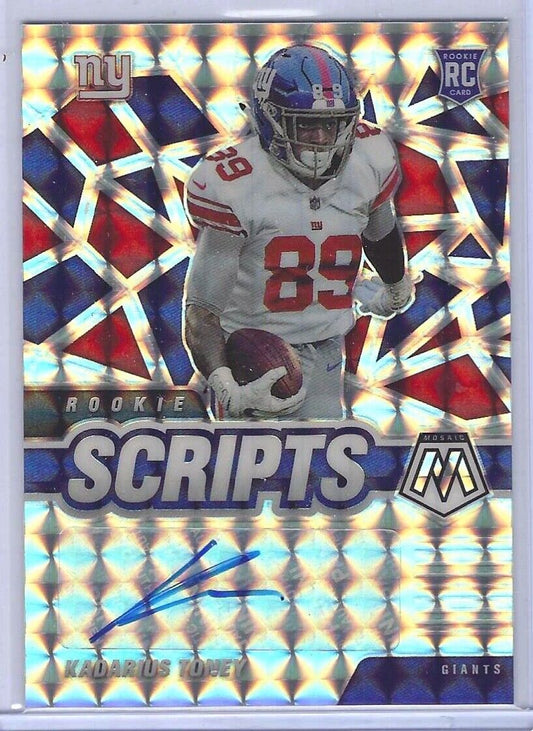 KADARIUS TONEY 2021 PANINI MOSAIC SILVER MOSAIC SCRIPTS ROOKIE AUTO RC #RS-12
