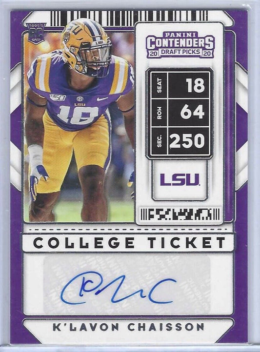 K'LAVON CHAISSON 2020 PANINI CONTENDERS DRAFT PICKS COLLEGE TICKET AUTO RC #271