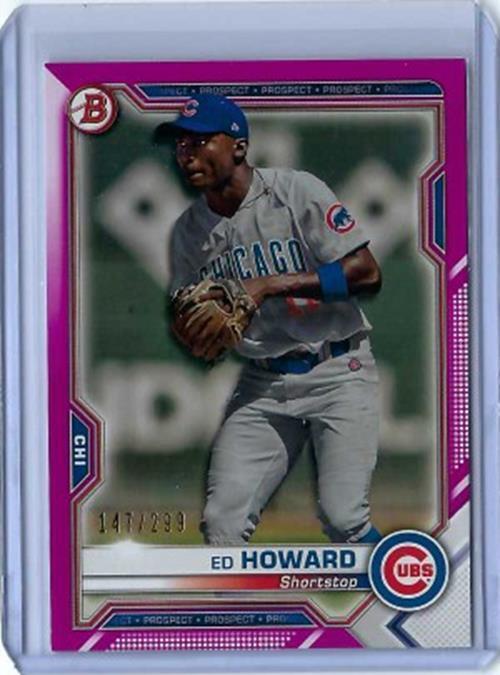 ED HOWARD 2021 TOPPS BOWMAN CHROME PINK REFRACTOR PROSPECT #D 147/299