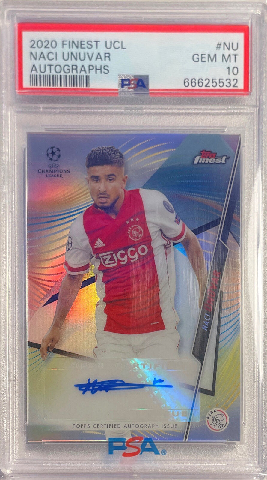 NACI UNUVAR 2020-21 TOPPS FINEST UCL AUTO REFRACTOR PSA 10 GEM MINT POP 1/1