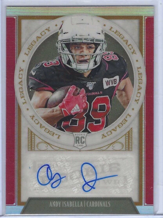 ANDY ISABELLA 2019 PANINI CHRONICLES LEGACY RED PRIZM ROOKIE AUTO RC #D 46/50