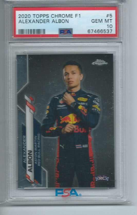 ALEXANDER ALBON 2020 TOPPS CHROME FORMULA 1 F1 PORTRAIT RC #5 PSA 10 GEM MINT