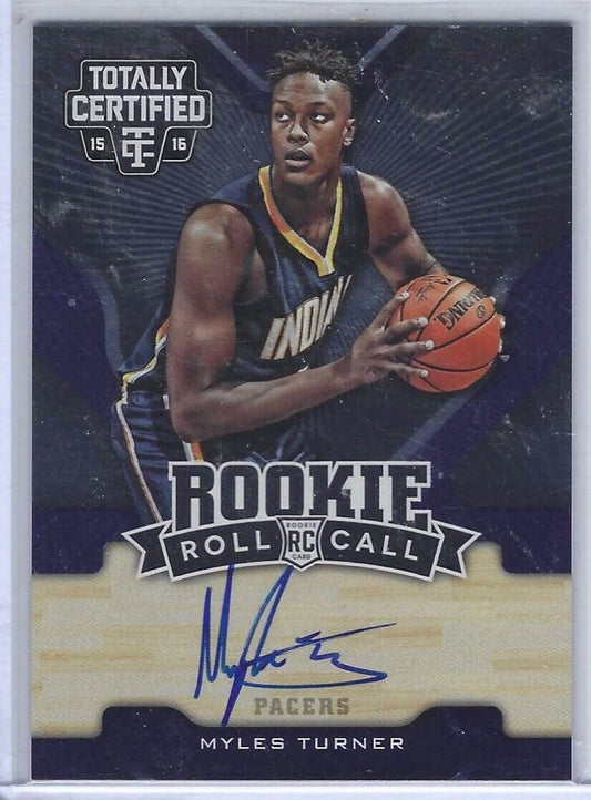 MYLES TURNER 2015-16 TOTALLY CERTIFIED BLUE FOIL ROOKIE ROLL CALL AUTO RC #D /99