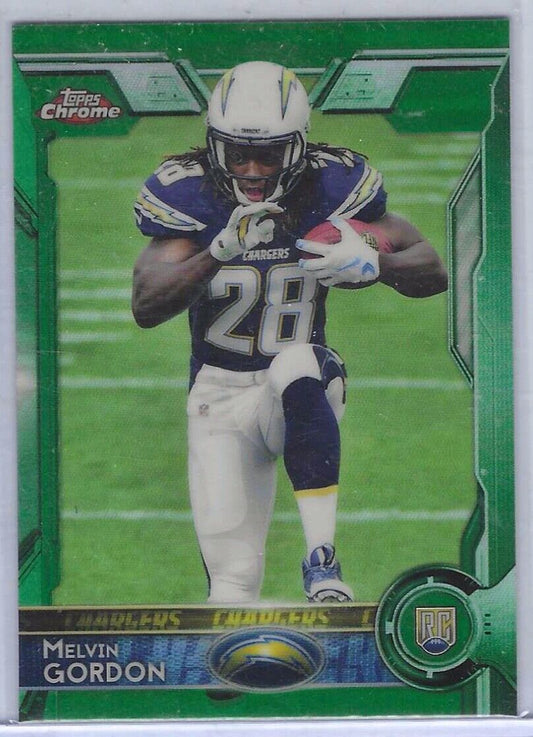 MELVIN GORDON 2015 TOPPS CHROME GREEN REFRACTOR ROOKIE RC #105
