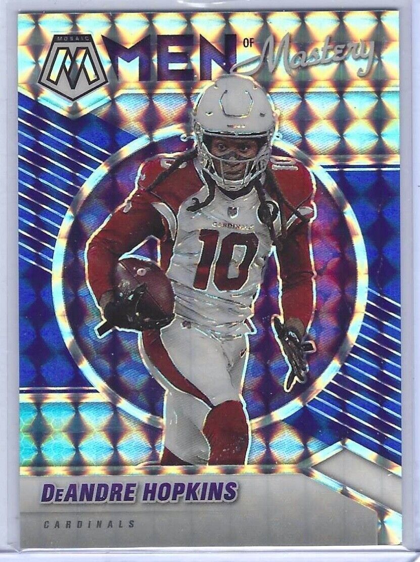 DEANDRE HOPKINS 2021 PANINI MOSAIC BLUE PRIZM MEN OF MASTERY #D 01/99