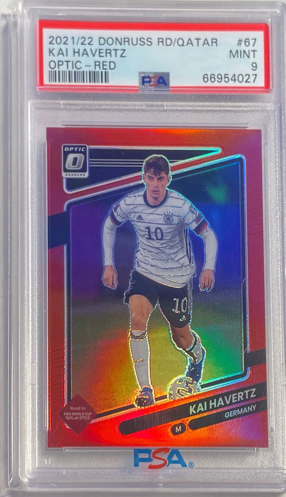 KAI HAVERTZ 2021-22 DONRUSS OPTIC ROAD TO QATAR RED HOLO #D 131/149 PSA 9 POP 1