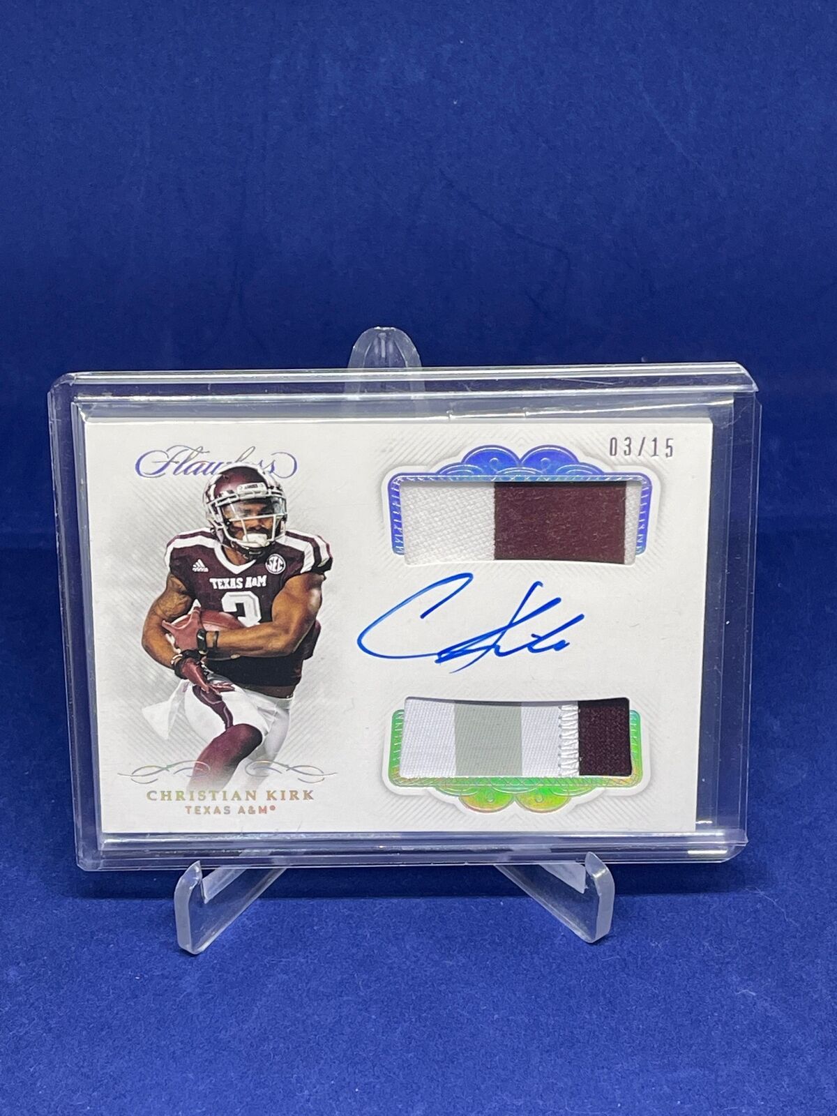 CHRISTIAN KIRK 2020 PANINI FLAWLESS COLLEGIATE PATCH ON CARD AUTO #D 3/15