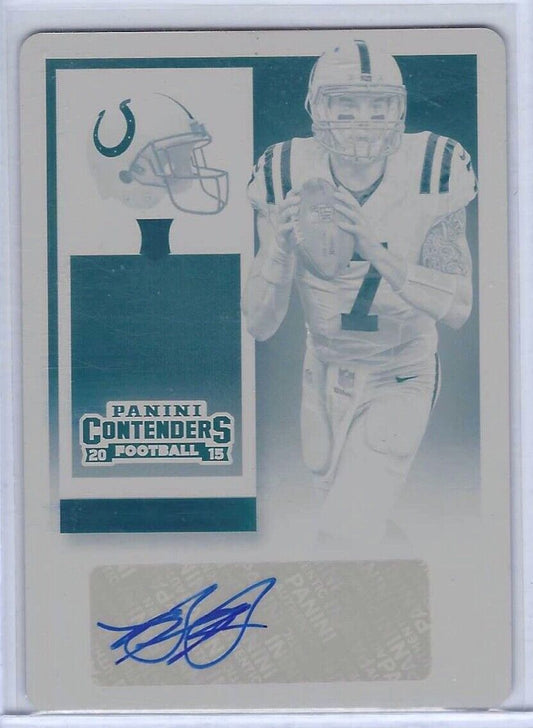 BRYAN BENNETT 2015 PANINI CONTENDERS CYAN PLATE PRINTING PLATE AUTO RC #D 1/1