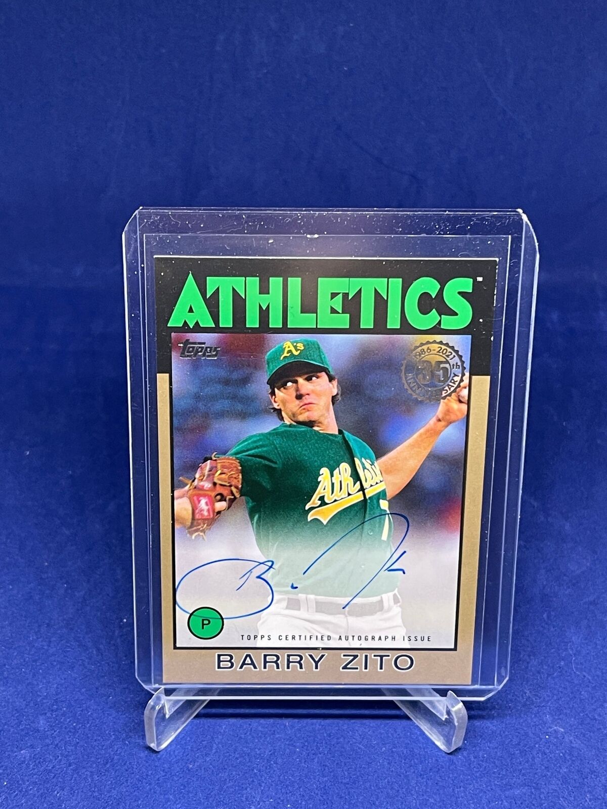 BARRY ZITO 2021 TOPPS 1986 DESIGN ON CARD AUTO GOLD #D 31/50