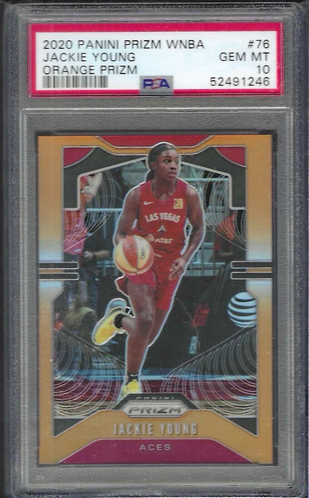 JACKIE YOUNG 2020 PANINI PRIZM WNBA ORANGE PRIZM /65 PSA 10 GEM MINT POP 3