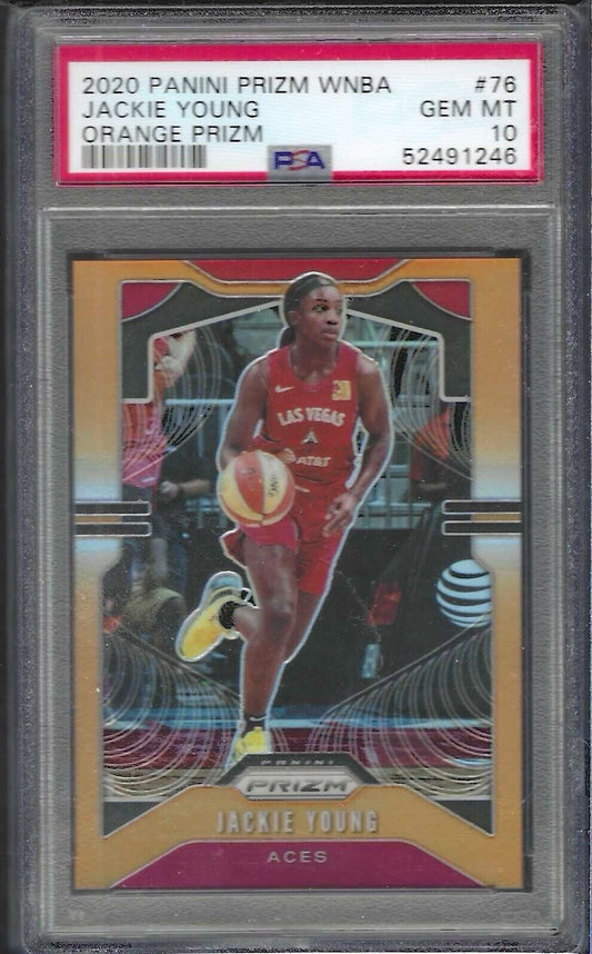 JACKIE YOUNG 2020 PANINI PRIZM WNBA ORANGE PRIZM /65 PSA 10 GEM MINT POP 3