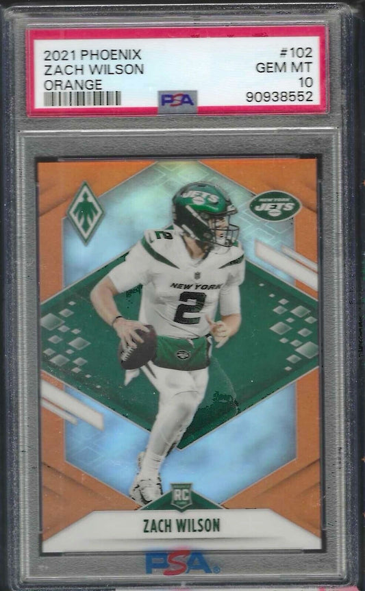 ZACH WILSON 2021 PANINI PHOENIX ORANGE PRIZM ROOKIE RC /99 PSA 10 GEM MINT POP 8