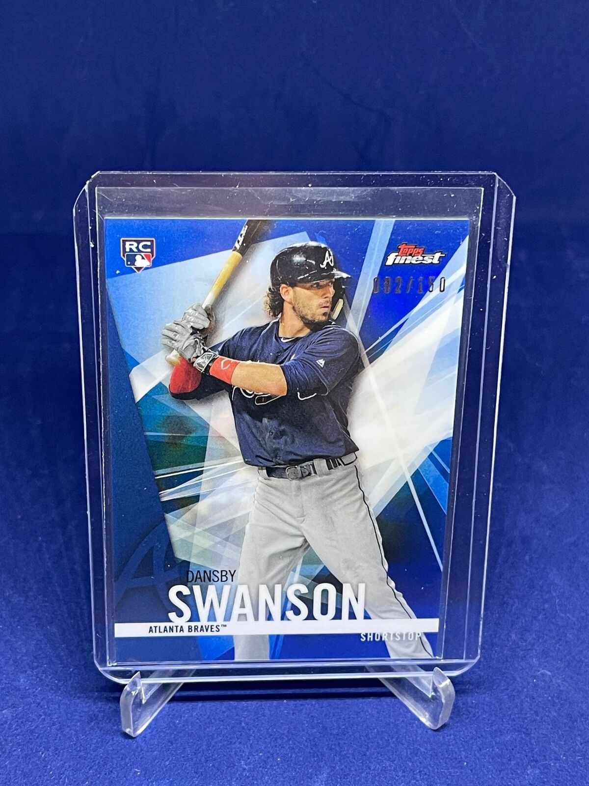DANSBY SWANSON 2017 TOPPS FINEST BLUE REFRACTOR ROOKIE RC #D 82/150