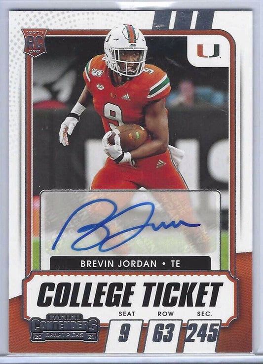 BREVIN JORDAN 2021 PANINI CONTENDERS DRAFT PICKS COLLEGE TICKET AUTO RC #218