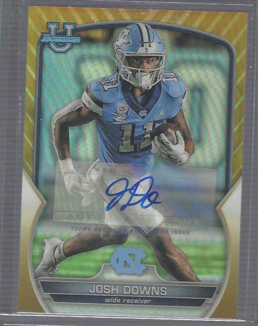 JOSH DOWNS 2022 BOWMAN CHROME UNIVERSITY GOLD REFRACTOR AUTO #D 49/50
