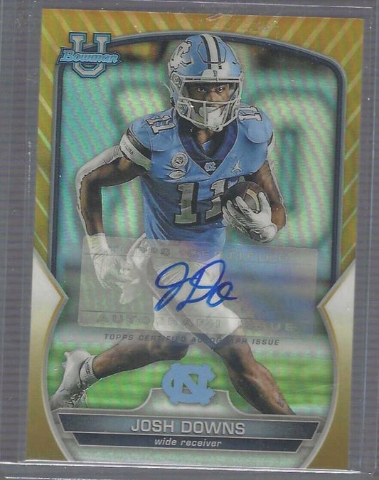 JOSH DOWNS 2022 BOWMAN CHROME UNIVERSITY GOLD REFRACTOR AUTO #D 49/50
