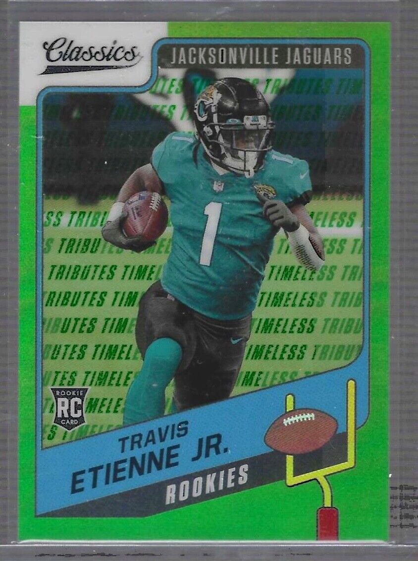 TRAVIS ETIENNE JR 2021 PANINI CLASSICS TIMELESS TRIBUTES GREEN PRIZM RC #D 14/20