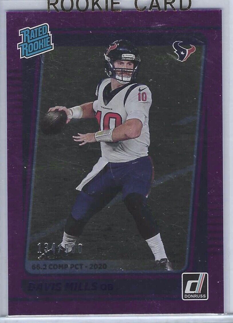 DAVIS MILLS 2021 PANINI DONRUSS PURPLE FOIL RATED ROOKIE RC #D 134/500