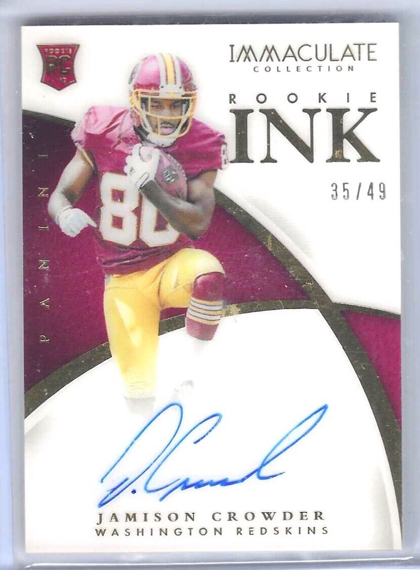 JAMISON CROWDER 2015 PANINI IMMACULATE ROOKIE INK ON CARD AUTO RC #D 35/49