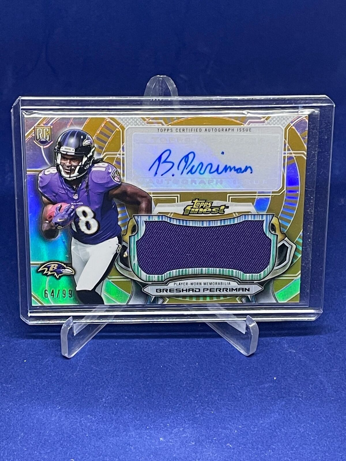 BRESHAD PERRIMAN 2015 TOPPS FINEST GOLD REFRACTOR JERSEY AUTO ROOKIE RC #D 64/99