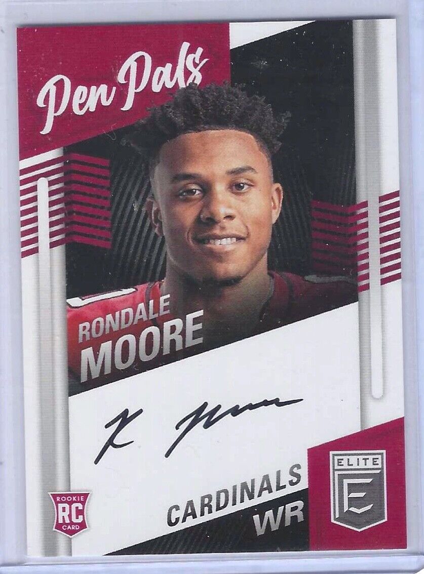 RONDALE MOORE 2021 DONRUSS ELITE PEN PALS ROOKIE ON CARD AUTO RC #PP-RMO