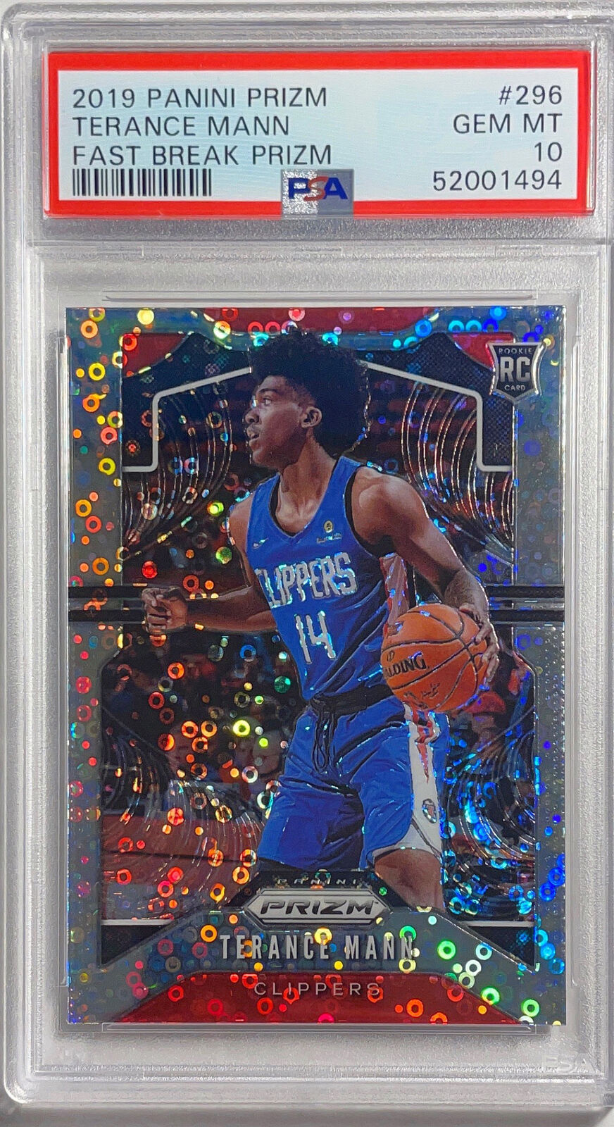 TERANCE MANN 2019 PANINI PRIZM FAST BREAK PRIZM RC #296 PSA 10 GEM MINT POP 7