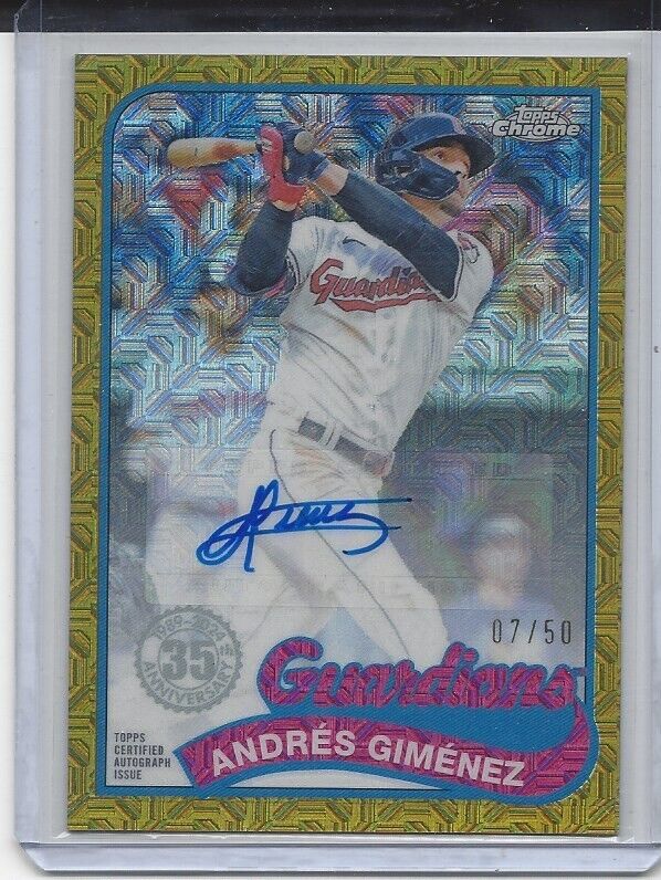 ANDRES GIMENEZ 2024 TOPPS SERIES 2 SILVER PACK GOLD MOJO REFRACTOR AUTO #D 7/50