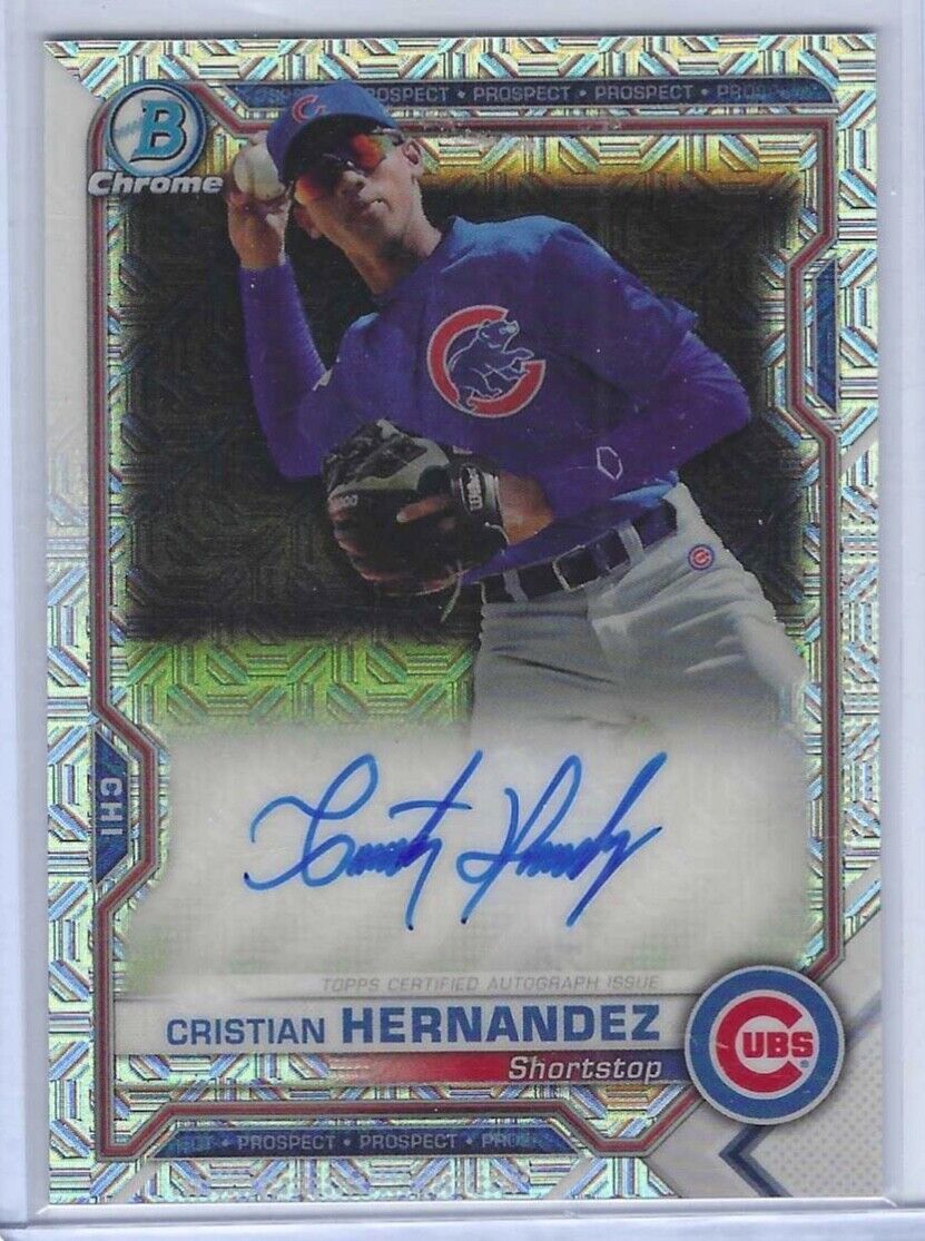 CRISTIAN HERNANDEZ 2021 BOWMAN CHROME SILVER MOJO MEGA PROSPECT AUTO #BCMA-CH