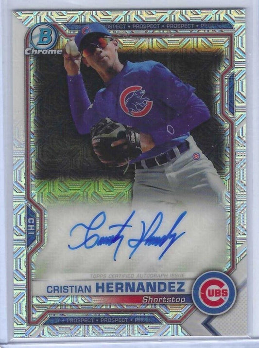 CRISTIAN HERNANDEZ 2021 BOWMAN CHROME SILVER MOJO MEGA PROSPECT AUTO #BCMA-CH