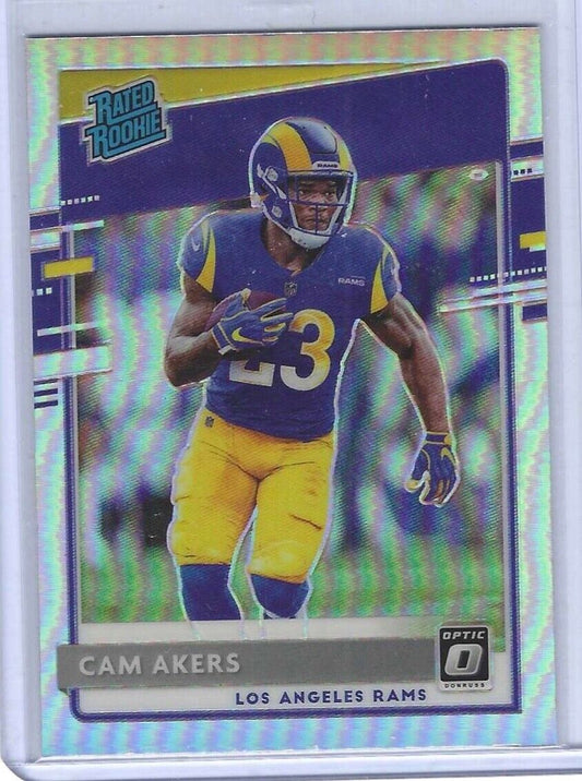 CAM AKERS 2020 PANINI DONRUSS OPTIC SILVER HOLO RATED ROOKIE RC #175