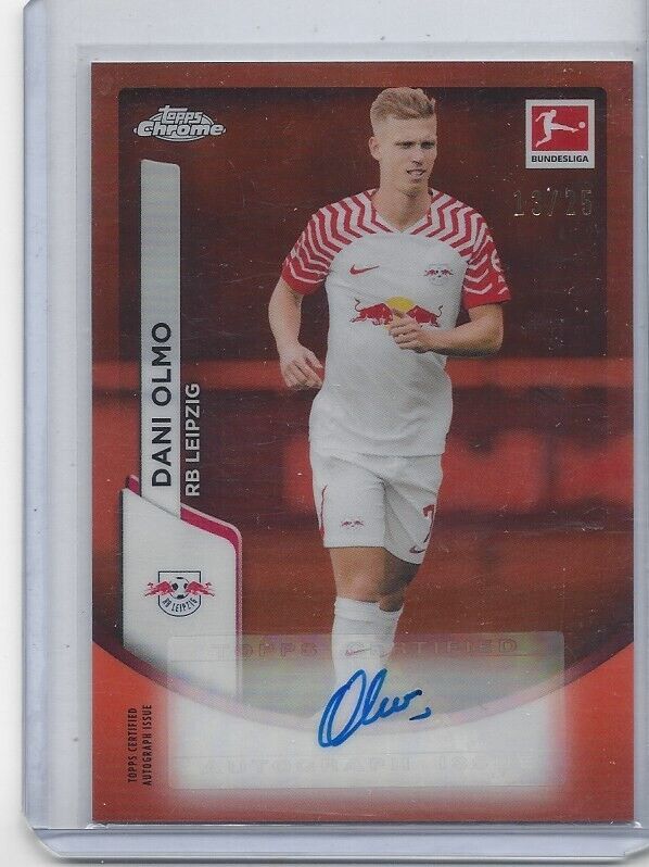 DANI OLMO 2023-24 TOPPS CHROME BUNDESLIGA ORANGE LEIPZIG REFRACTOR AUTO #D 13/25