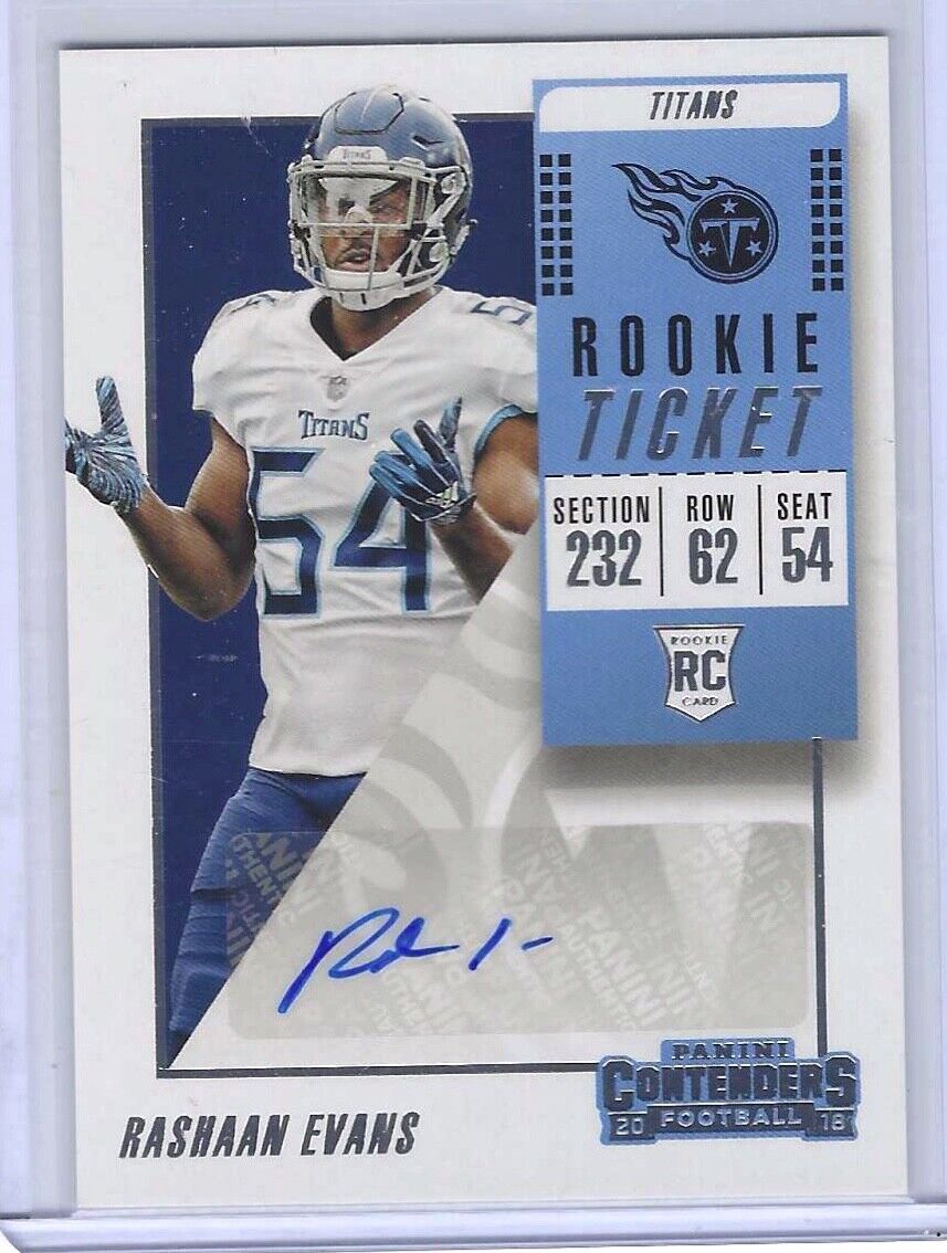 RASHAAN EVANS 2018 PANINI CONTENDERS ROOKIE TICKET AUTO RC #155