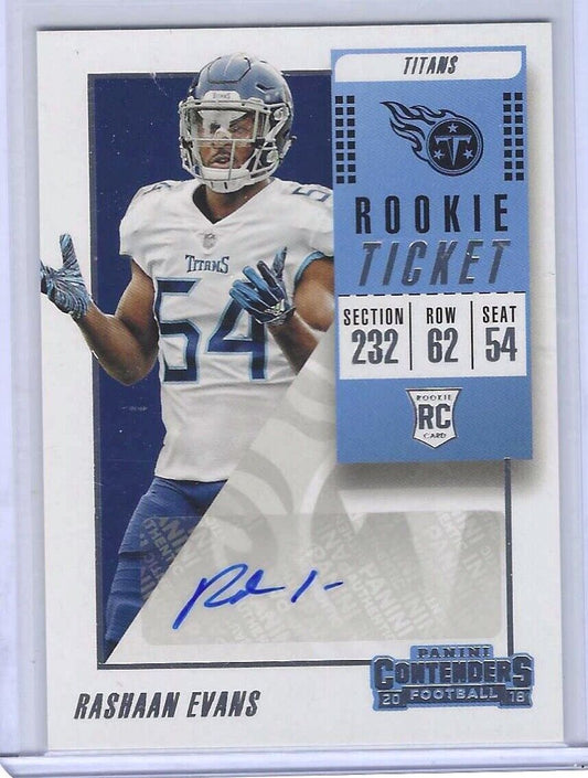 RASHAAN EVANS 2018 PANINI CONTENDERS ROOKIE TICKET AUTO RC #155