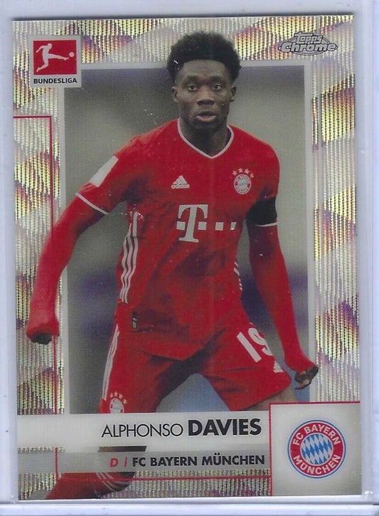 ALPHONSO DAVIES 2020-21 TOPPS CHROME BUNDESLIGA SILVER WAVE REFRACTOR #D 129/250