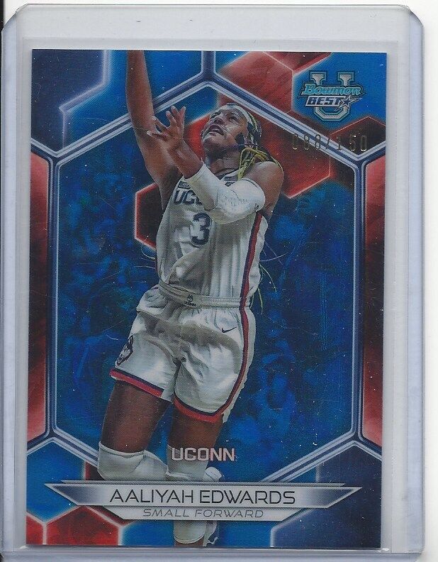 AALIYAH EDWARDS 2023 BOWMANS BEST UNIVERSITY UCONN BLUE REFRACTOR #D 88/150
