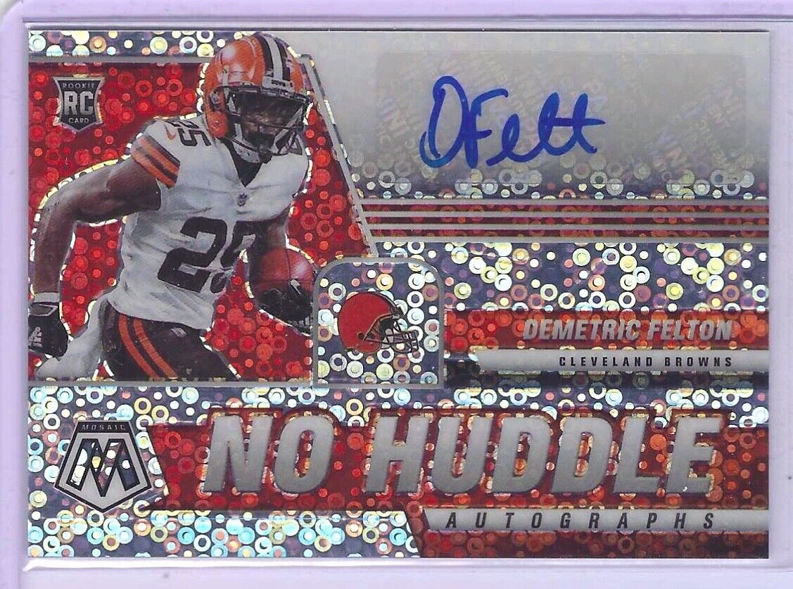 DEMETRIC FELTON 2021 PANINI MOSAIC NO HUDDLE SILVER DISCO PRIZM AUTO RC #ANH-DF