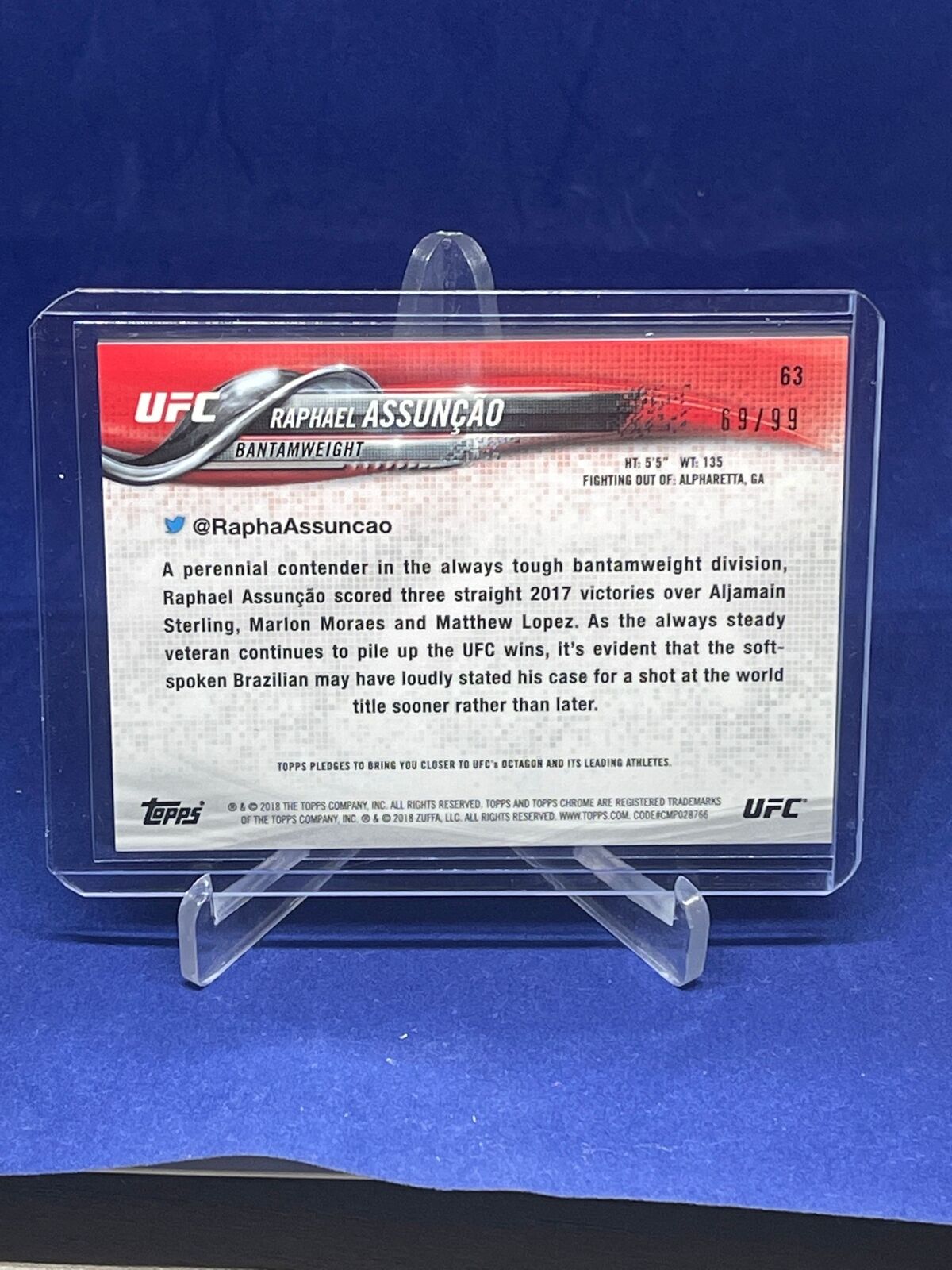 RAPHAEL ASSUNCAO 2018 TOPPS CHROME GREEN REFRACTOR #D 69/99