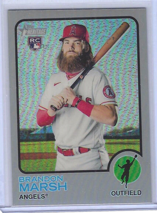 BRANDON MARSH 2022 TOPPS HERITAGE SILVER CHROME REFRACTOR ROOKIE RC #D 090/373