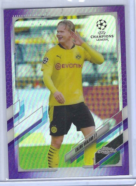 ERLING HAALAND 2020-21 TOPPS CHROME UEFA PURPLE REFRACTOR #D 219/250