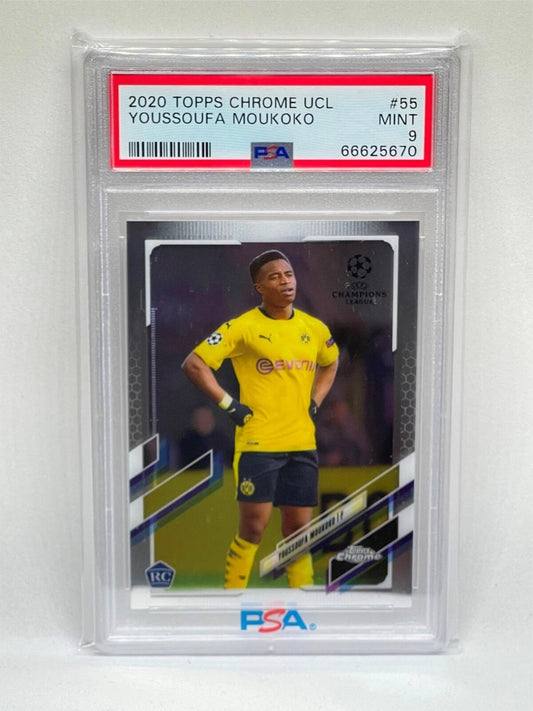 YOUSSOUFA MOUKOKO 2020 TOPPS CHROME UCL #55 ROOKIE RC PSA 9 MINT