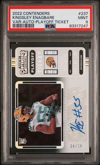 KINGSLEY ENAGBARE 2022 CONTENDERS VARIATION PLAYOFF TICKET AUTO RC /49 PSA 9