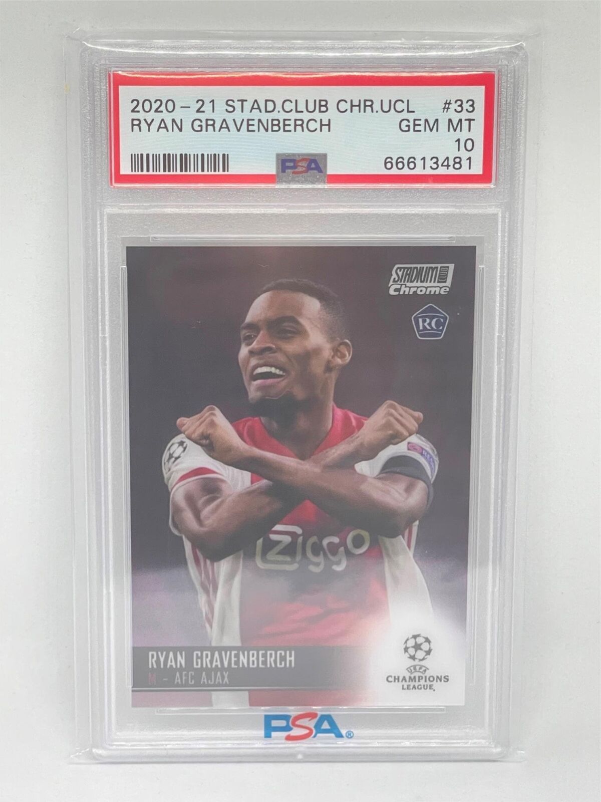 RYAN GRAVENBERCH 2020-21 TOPPS STADIUM CLUB CHROME #33 ROOKIE RC PSA 10 GEM MINT
