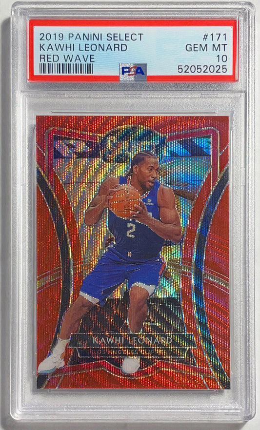 KAWHI LEONARD 2019 PANINI SELECT RED WAVE PRIZM #171 PSA 10 GEM MINT POP 13