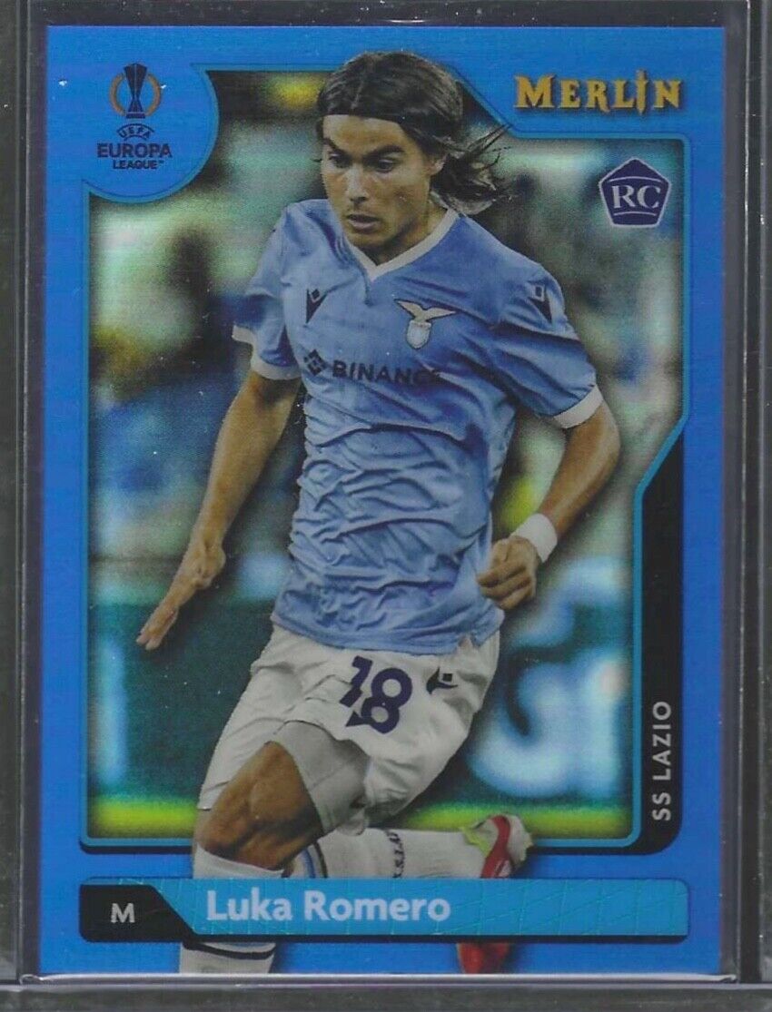 LUKA ROMERO 2021-22 TOPPS MERLIN UEFA BLUE REFRACTOR ROOKIE RC #D 08/75