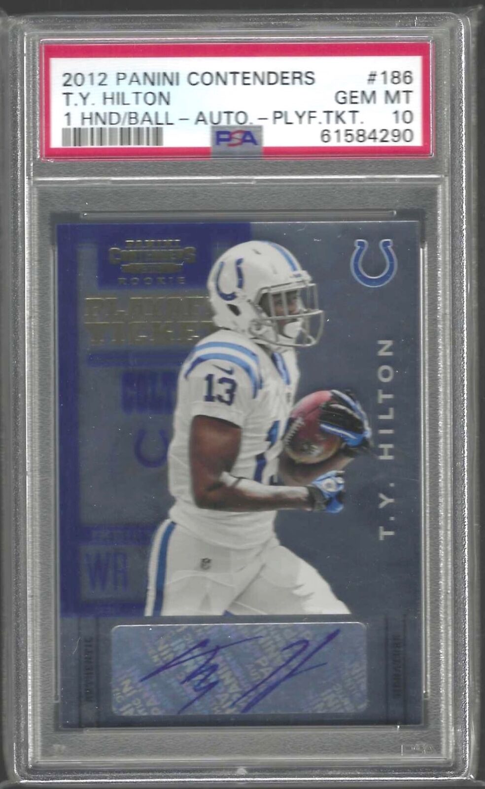 T.Y. HILTON 2012 PANINI CONTENDERS PLAYOFF TICKET AUTO RC /99 PSA 10 GEM POP 7