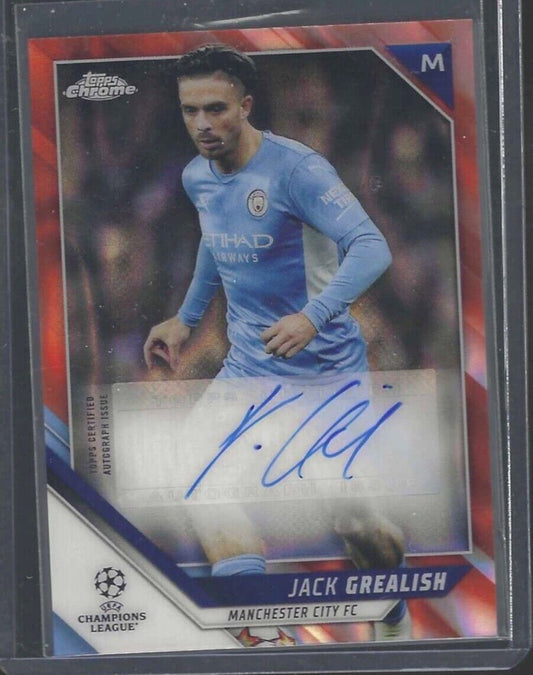 JACK GREALISH 2021-22 TOPPS CHROME UCL ORANGE LAVA REFRACTOR AUTO SSP #CA-JG